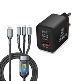 ZHIKE Kabel Data 3-in-1 Charger Tipe C Micro USB Untuk Lightning 100W 1.2M Mendukung 6A Fast Cabel Charging Super Cepat